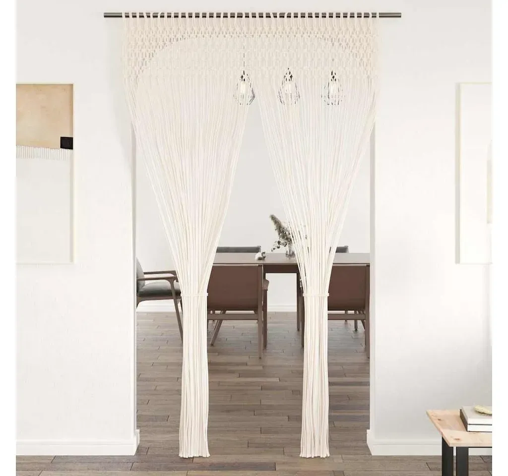 Makramee Vorhang Ösen 140 x 240 cm Beige/Weiß