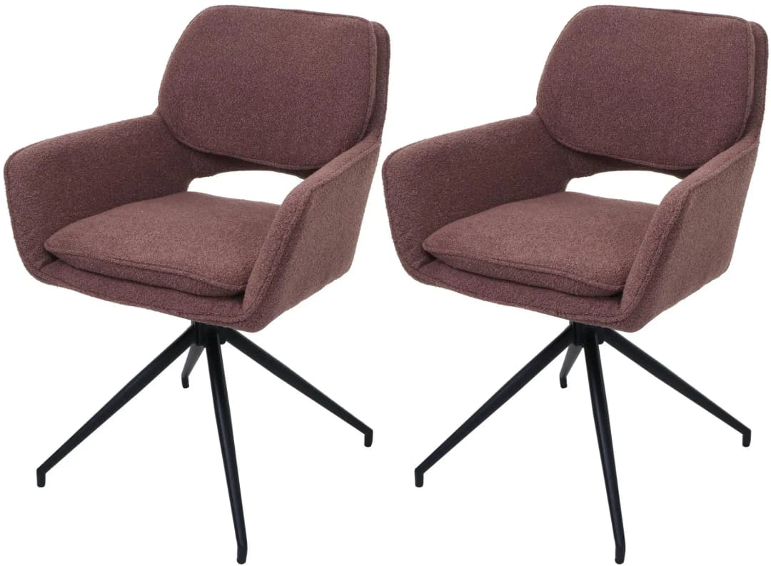 Esszimmerstuhl N74 Bouclé hellbraun 2er Set