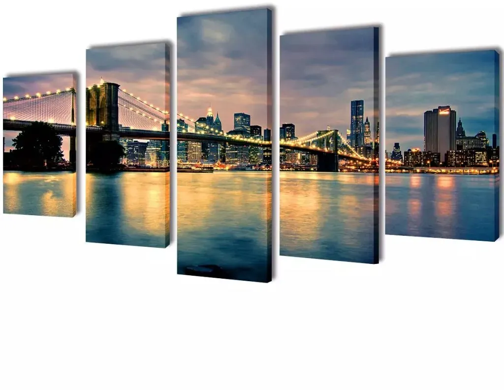 Bilder Dekoration Set Brooklyn Bridge Seeblick 200 x 100 cm