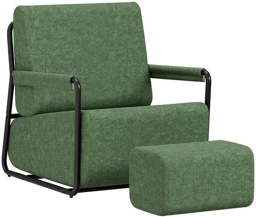 Relaxsessel mit Schlaffunktion Textil 59 x 78 x 74 cm Dunkelgrün mit Hocker