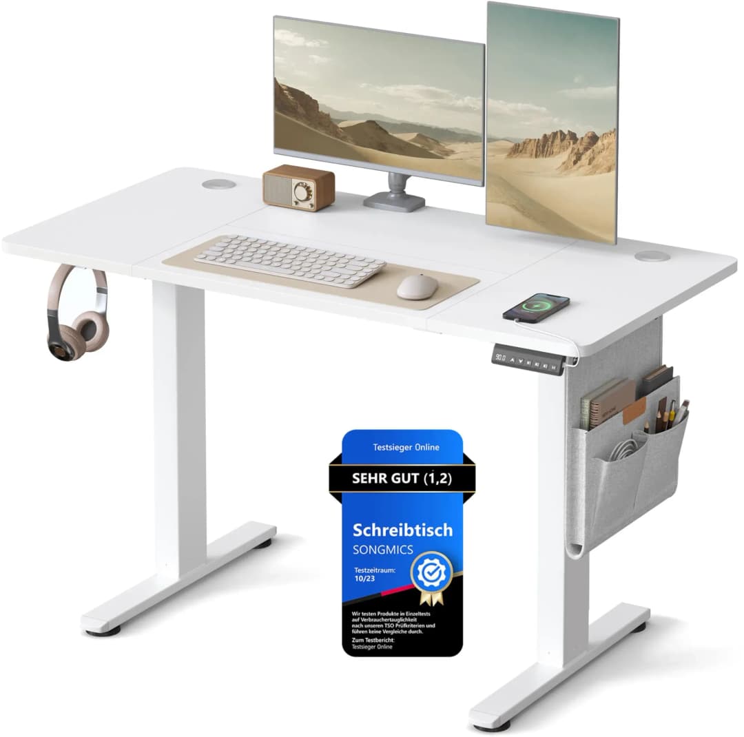 Höhenverstellbarer Schreibtisch 120 x 60 cm Wolkenweiß