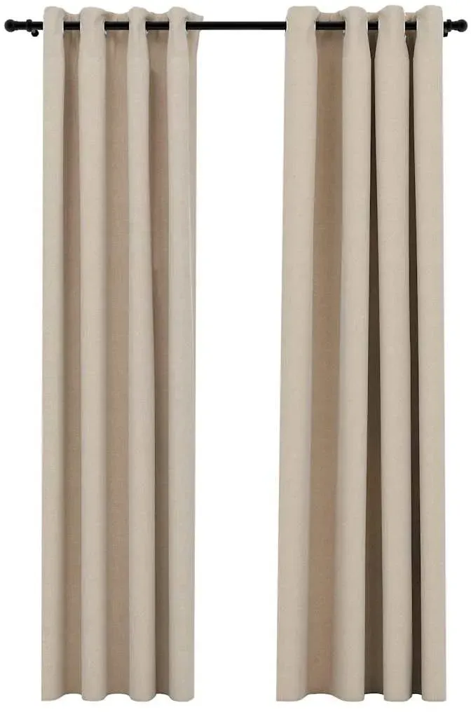 Verdunkelungsvorhang Ösen 140 x 245 cm beige 2 St. Leinenoptik