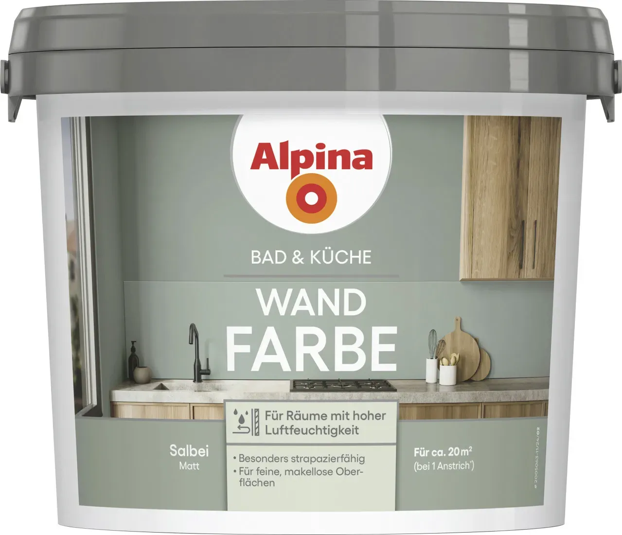 Bad & Küche Wandfarbe Salbei matt 2,5 l