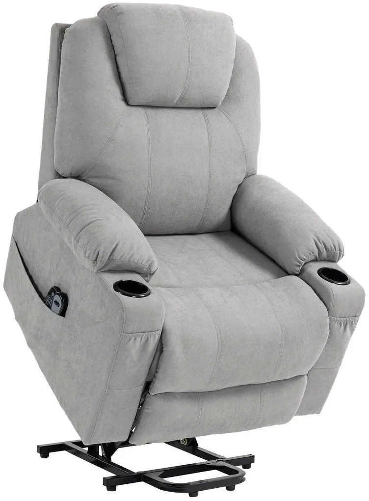Fernsehsessel mit Aufstehhilfe Elektrisch Textil 90 x 107 x 101 cm Hellgrau mit Fernbedienung