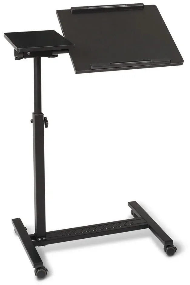 Bett- und Beistelltisch, höhenverstellbar 73-118 cm, mit Rollen, schwarz