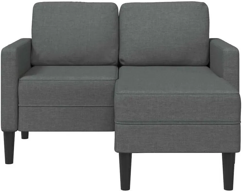 2-Sitzer-Sofa Stoff L-förmig Dunkelgrau