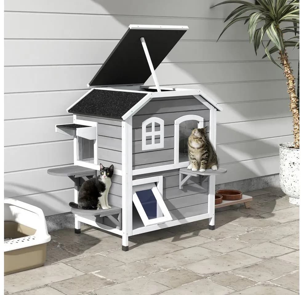 Katzenhaus 78 x 55,5 x 91 cm grau