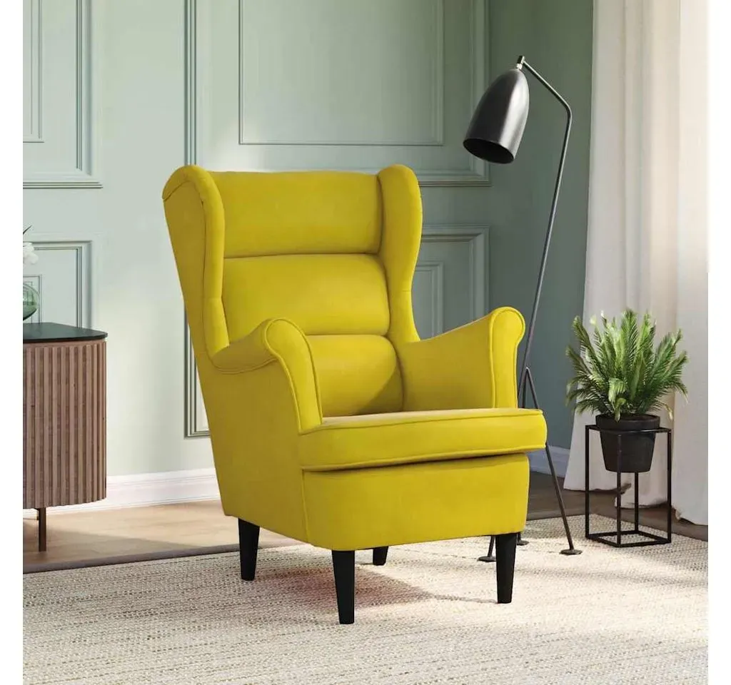 Sessel Samt 81 x 96,5 x 90 cm senfgelb