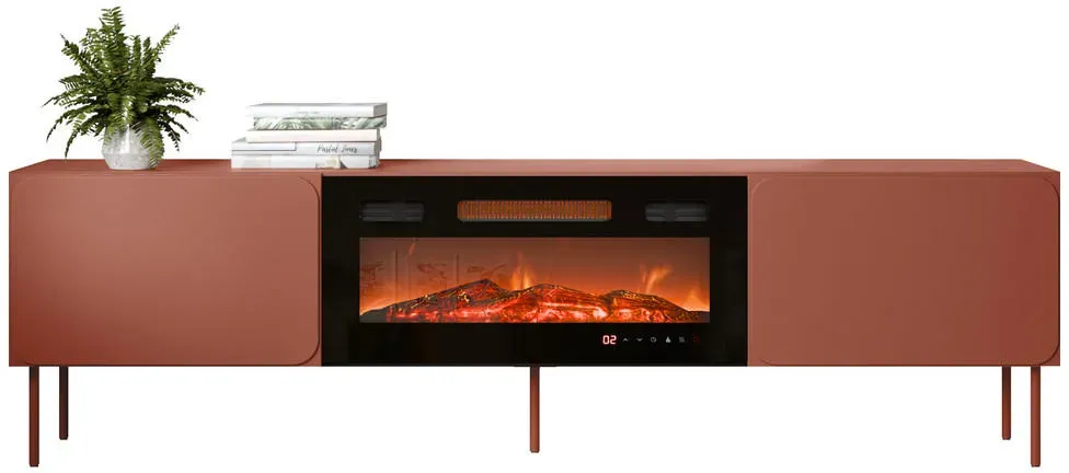 Rafael TV-Lowboard 200x58x40 cm Rot/Metall