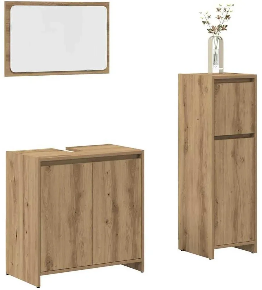 Badmöbel-Set Artisan-Eiche 3-tlg. Braun