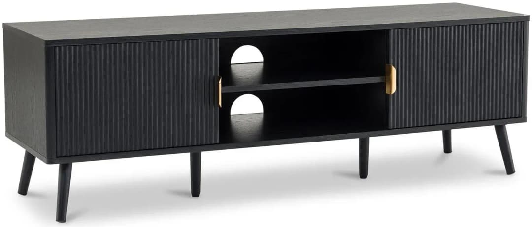 ALMA Lowboard 140 cm Schwarz Metall/MDF/Melamin