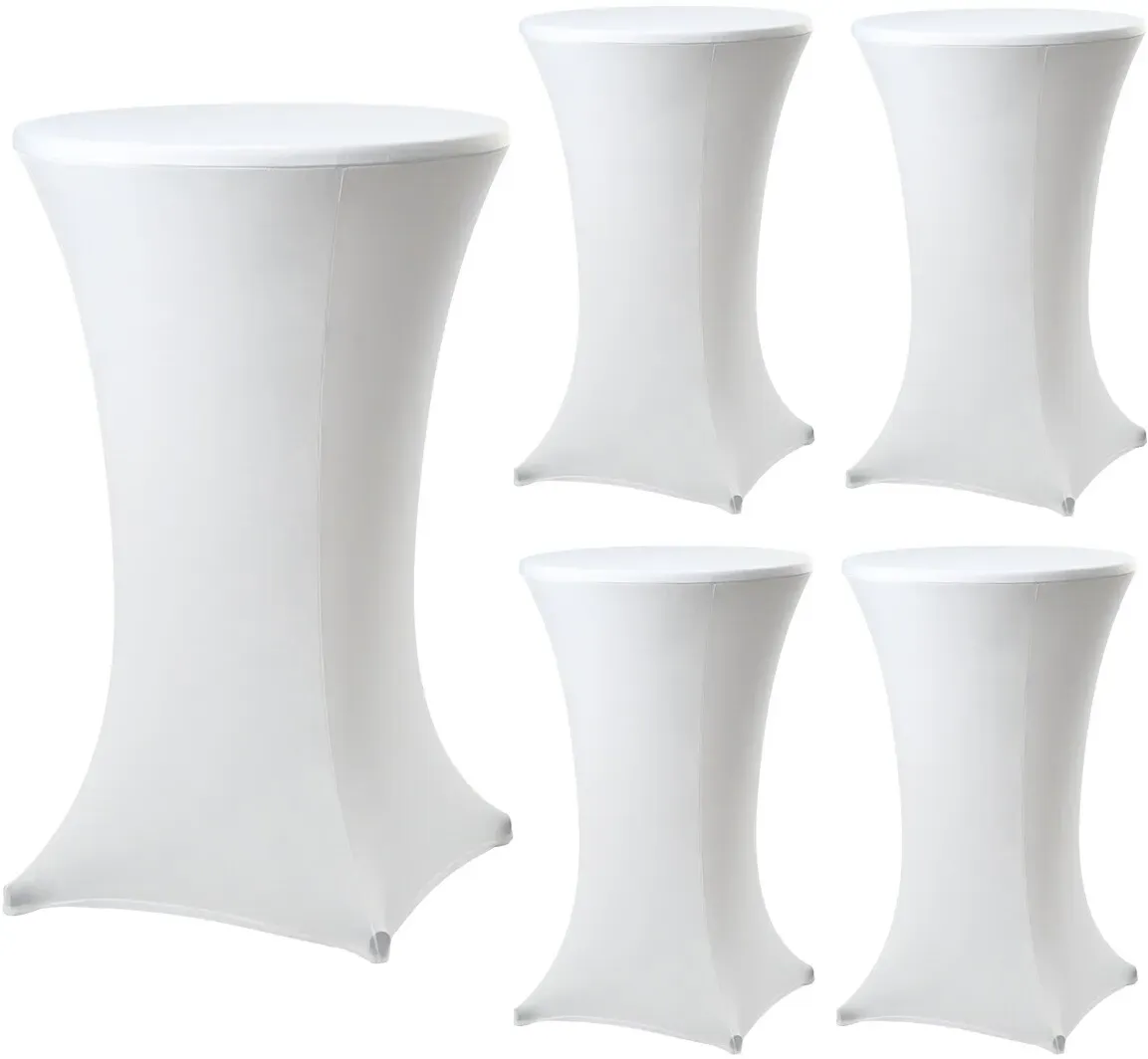 5er Set Stehtischhusse 60 cm weiß Tischdecke Husse Partytisch Bistrotisch Decke