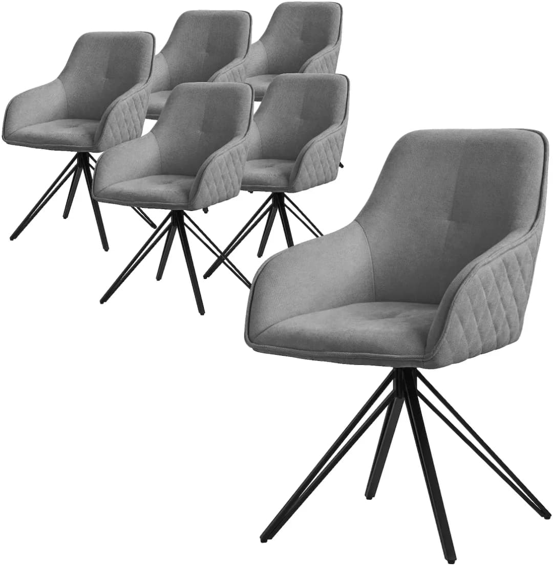Drehstuhl Webstoff grau 6er Set