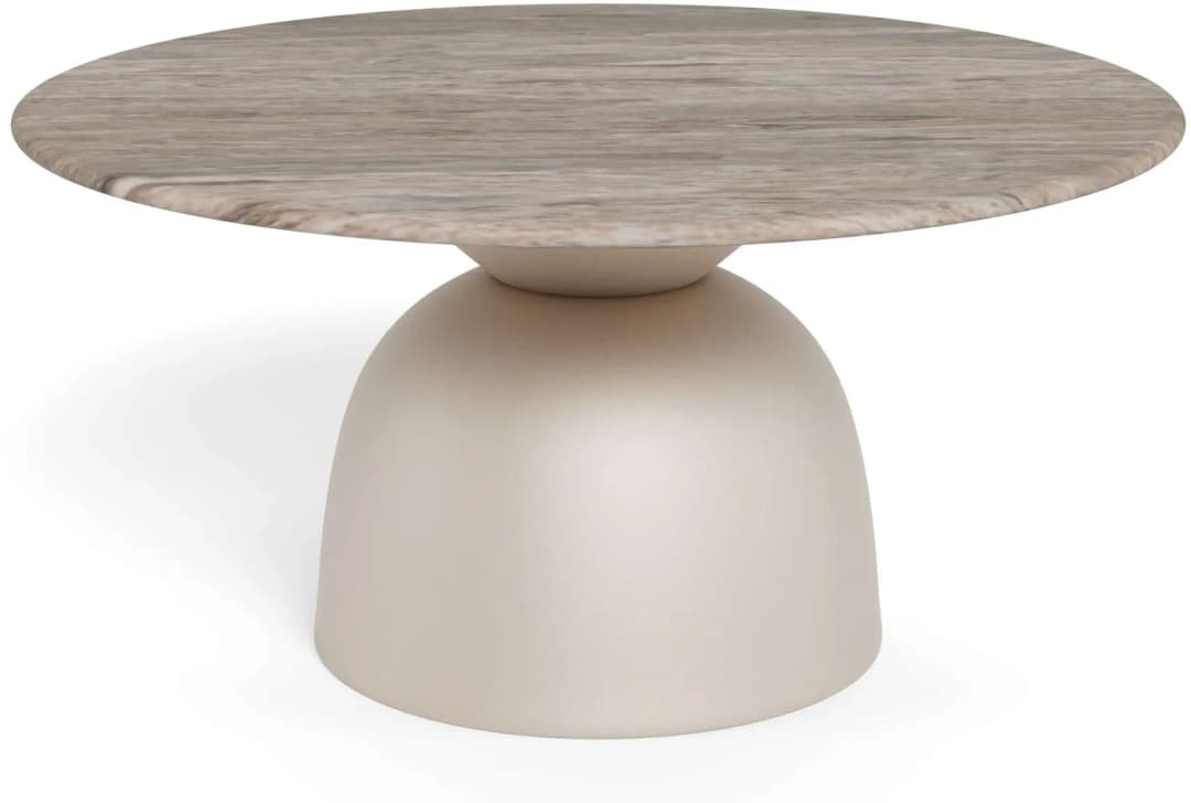 Couchtisch ACTONA GROUP "Ferrol Beistelltisch– stilvoll & modern mit eleganter Marmorplatte", beige (grau toronto, grau, grau toronto), B:80cm H:42cm T:80cm, Tische, Couchtisch, Rund. Grauer Toronto Marmor, raues Stahlgestell, grau. Ø: 80 cm