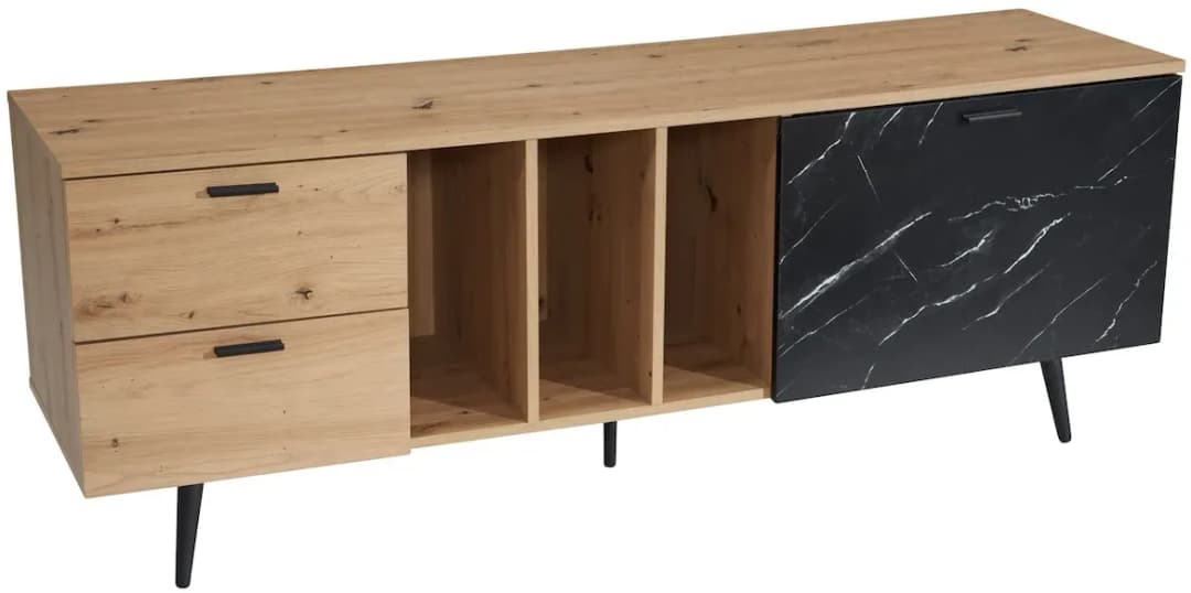 FB100039 Lowboard 150 cm Schwarz/Braun Metall/MDF/Spanplatte