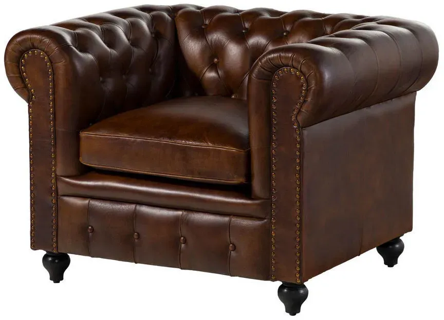 Sessel Chesterfield Leder 105 x 75 x 82 cm Braun