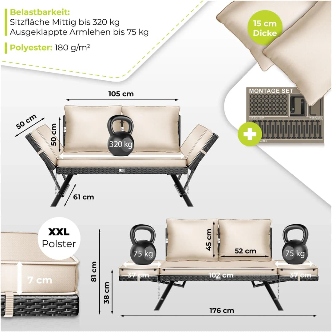 Luna Gartenbank 4-in-1 beige