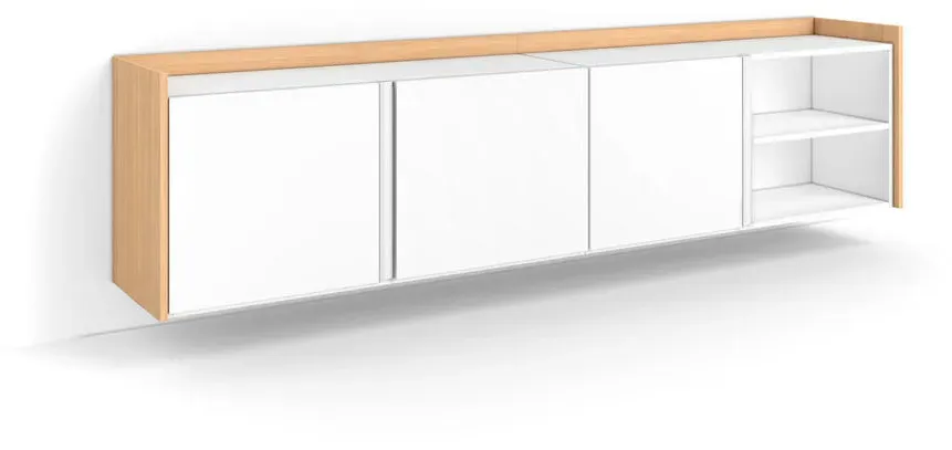 Lowboard 207x50 cm Weiß/Eiche Holzwerkstoff