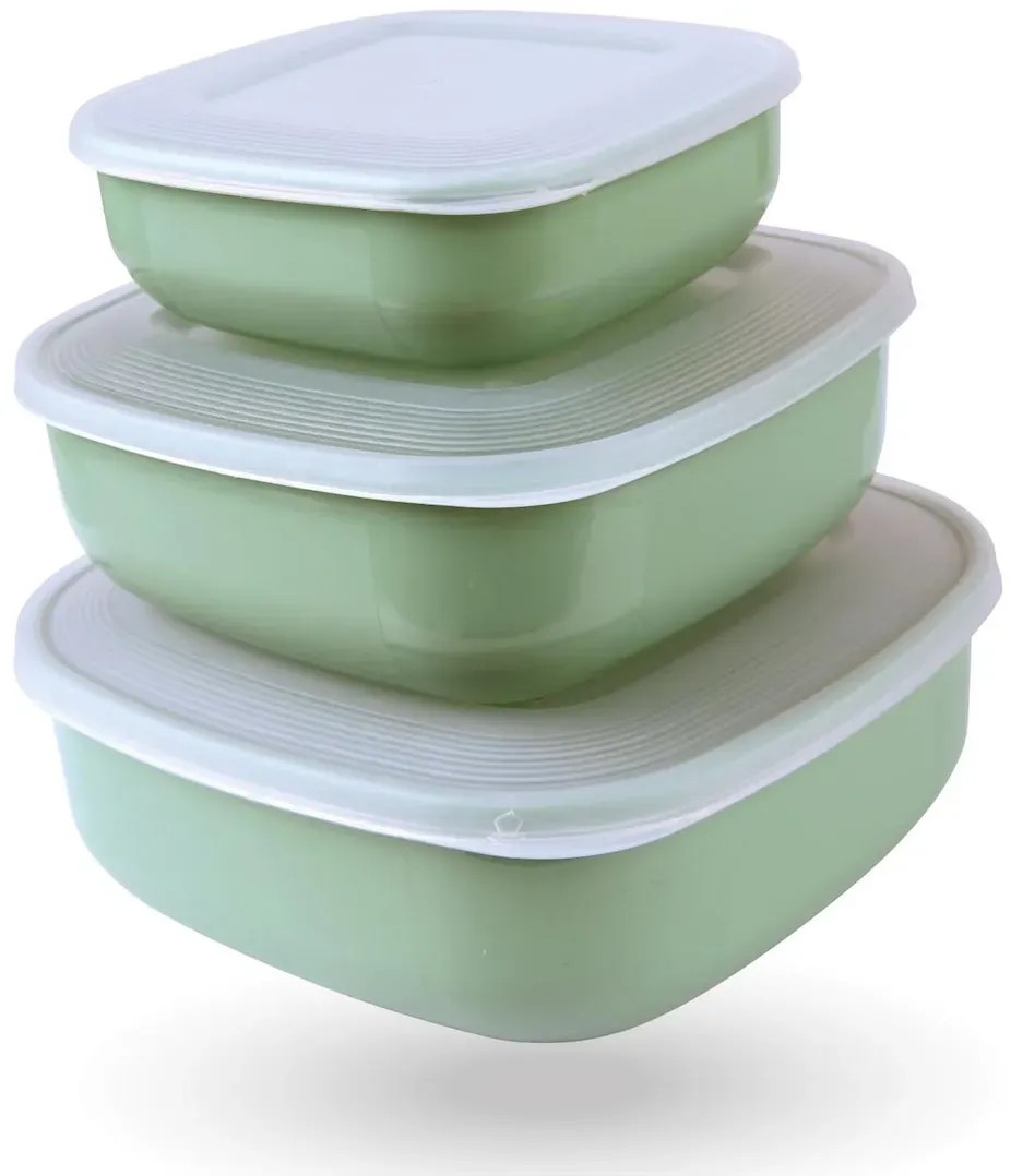 Frischhaltedose eckig grün 19 cm x 19 cm x 7 cm 1,5 l 3-teiliges Set
