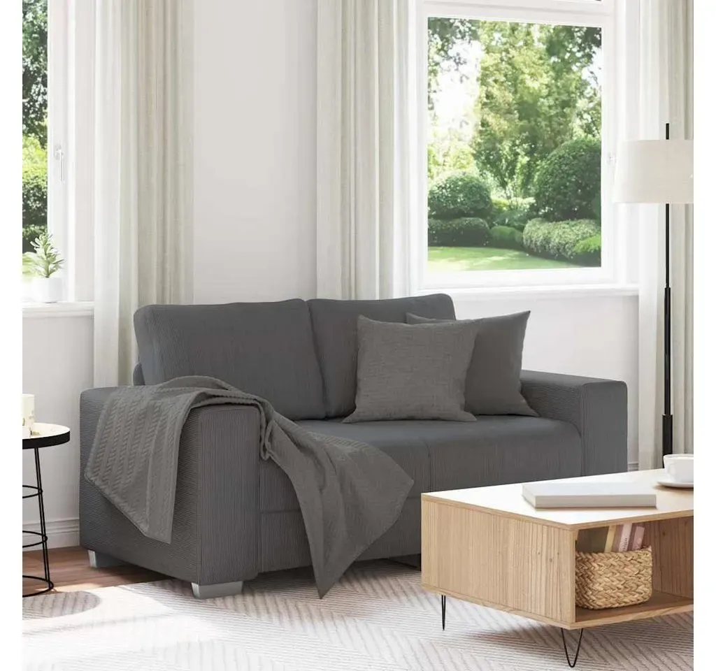 Couch Cordstoff 2-Sitzer Dunkelgrau