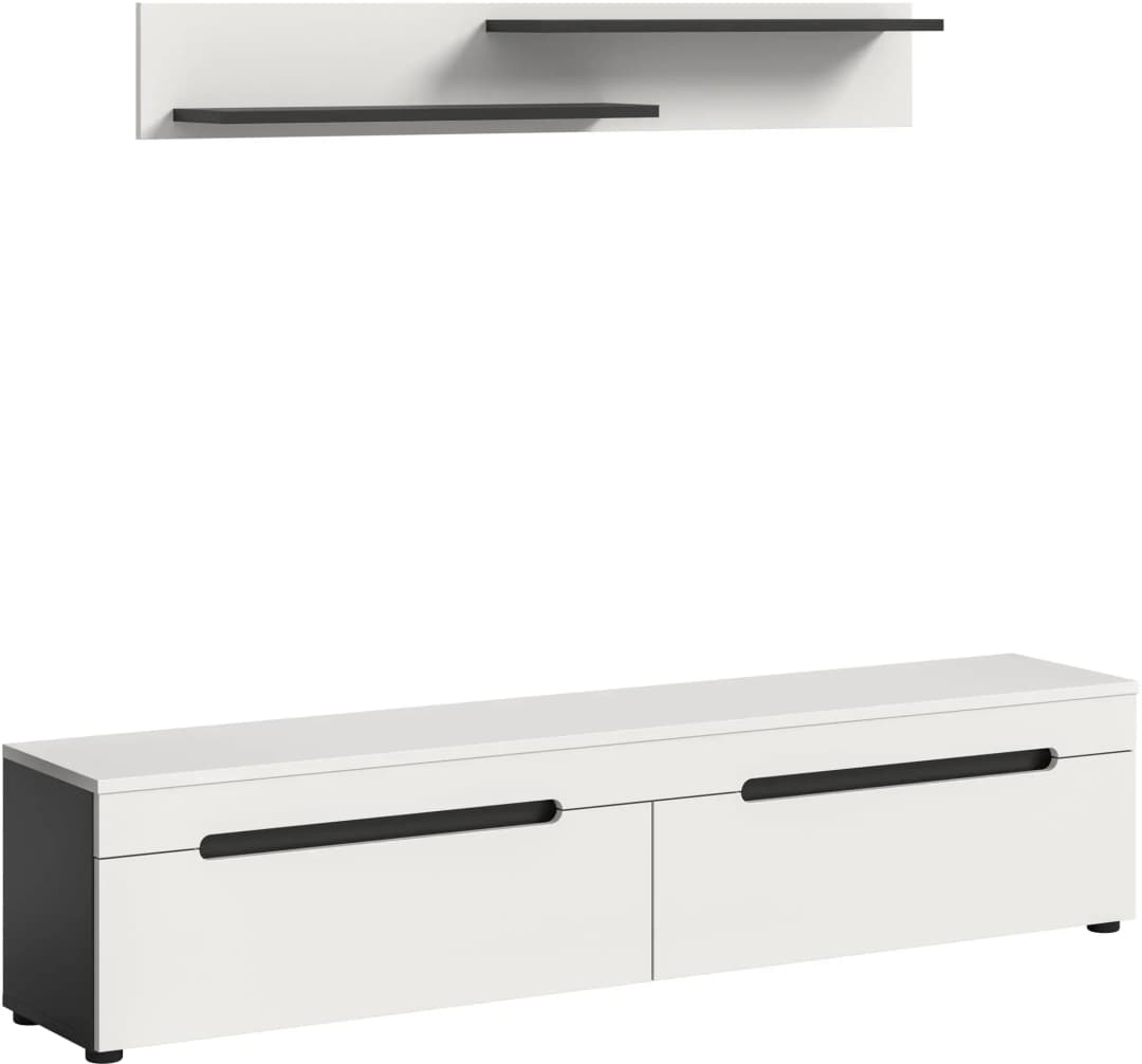 Canu Lowboard 170x38x33 cm Basalt grau/Weiß Spanplatte/Melamin