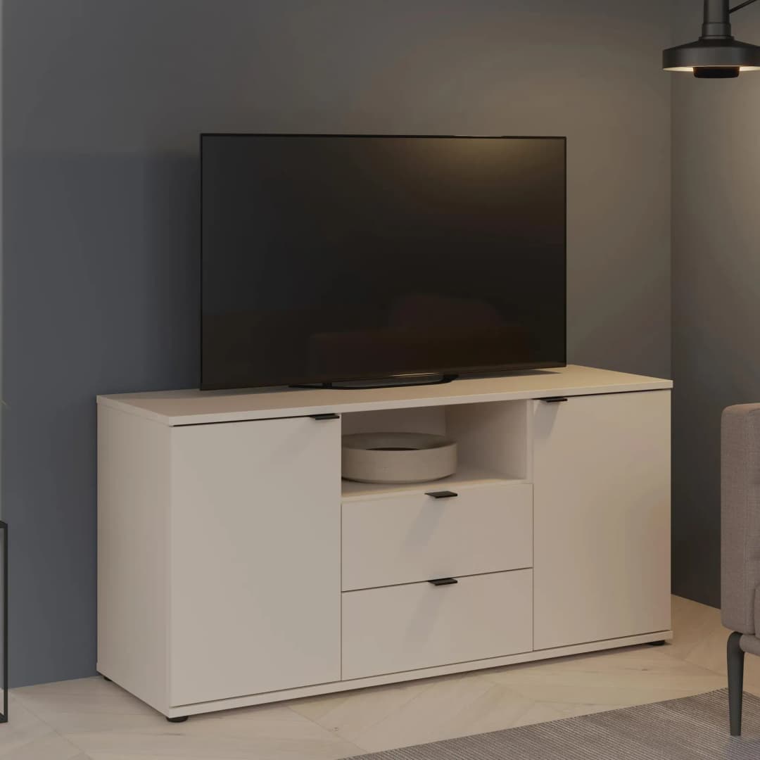 Ganymede TV-Schrank 130 129,8 cm x 63,1 cm x 41,3 cm Kaschmir Beige Holzwerkstoff