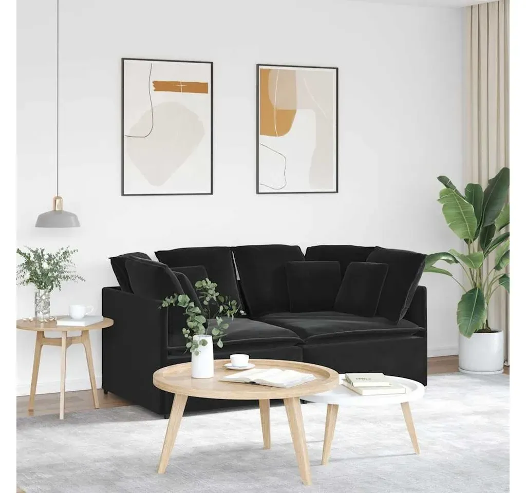 Couch Samt 2-Sitzer Schwarz