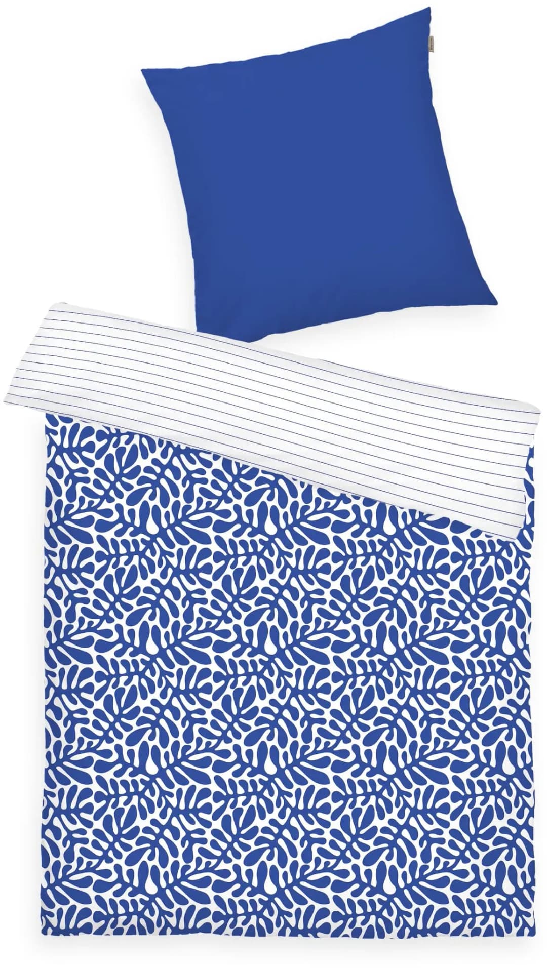 Wendebettwäsche Floral Baumwolle Blau 135 x 200 cm + 80 x 80 cm