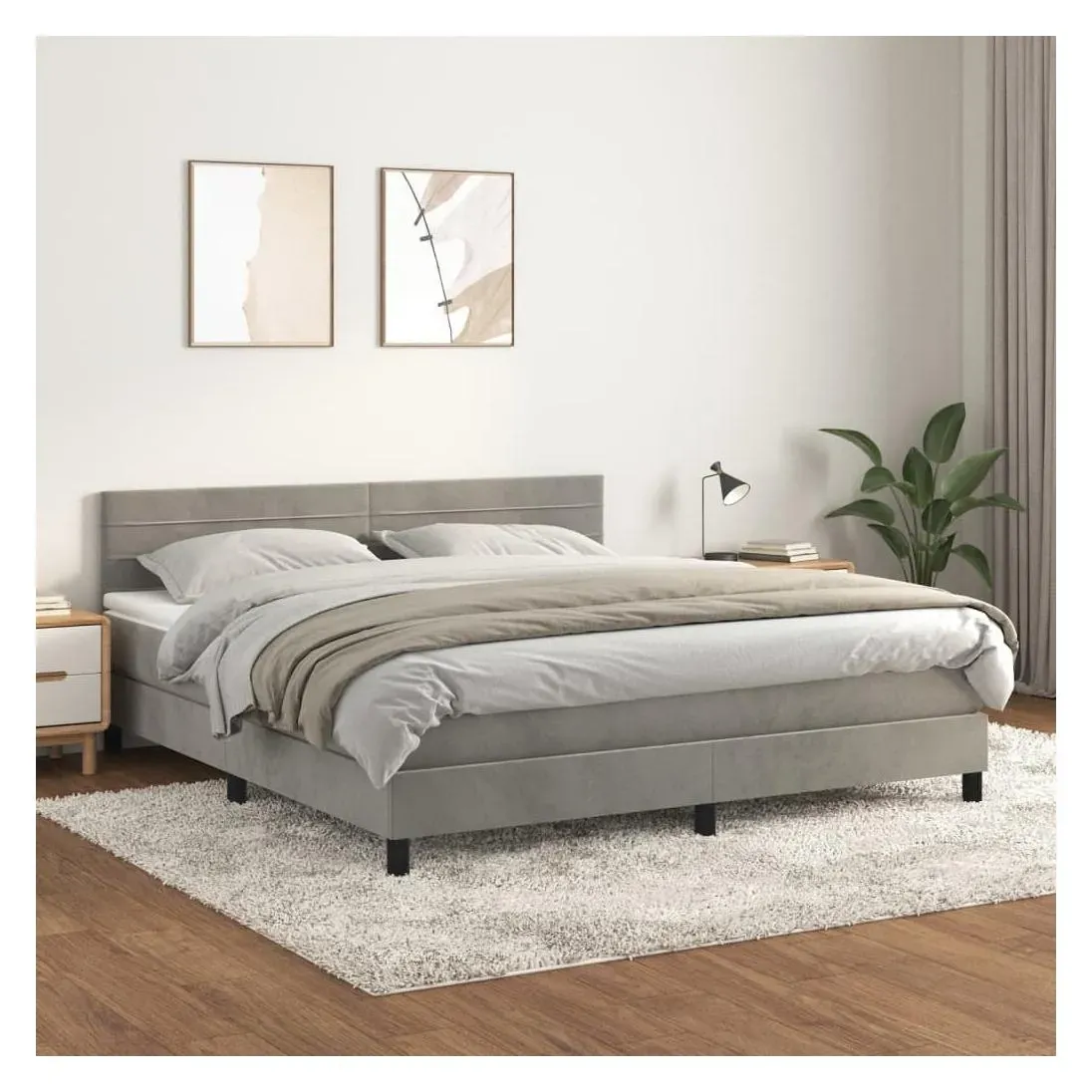 Boxspringbett 160 x 200 cm Hellgrau