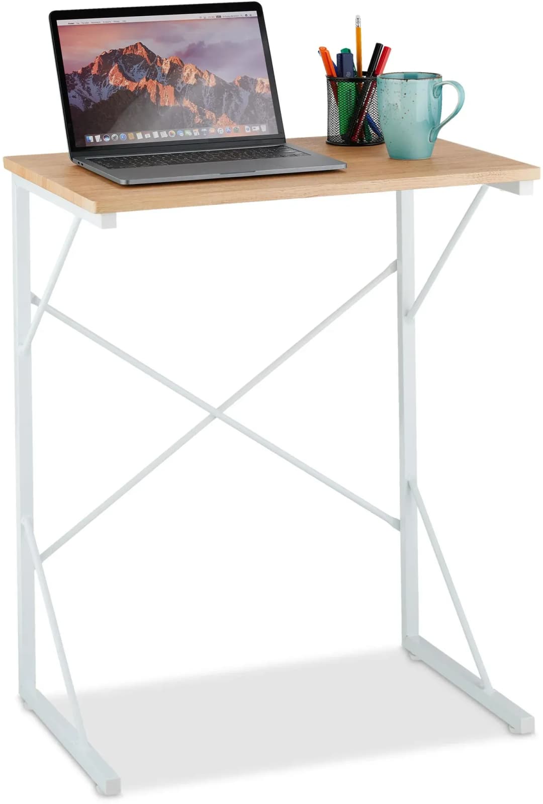Schreibtisch Mini Weiß / Braun
