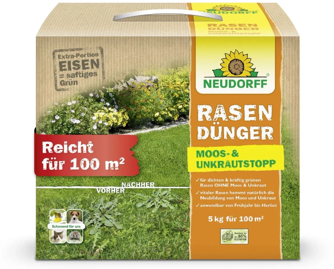 Rasendünger Moos- & Unkrautstopp Granulat 5 kg