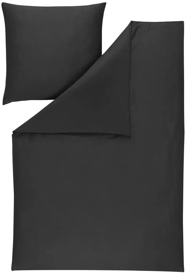 Valetta Unifarben Baumwolle Schwarz 155 x 220 cm + 80 x 80 cm