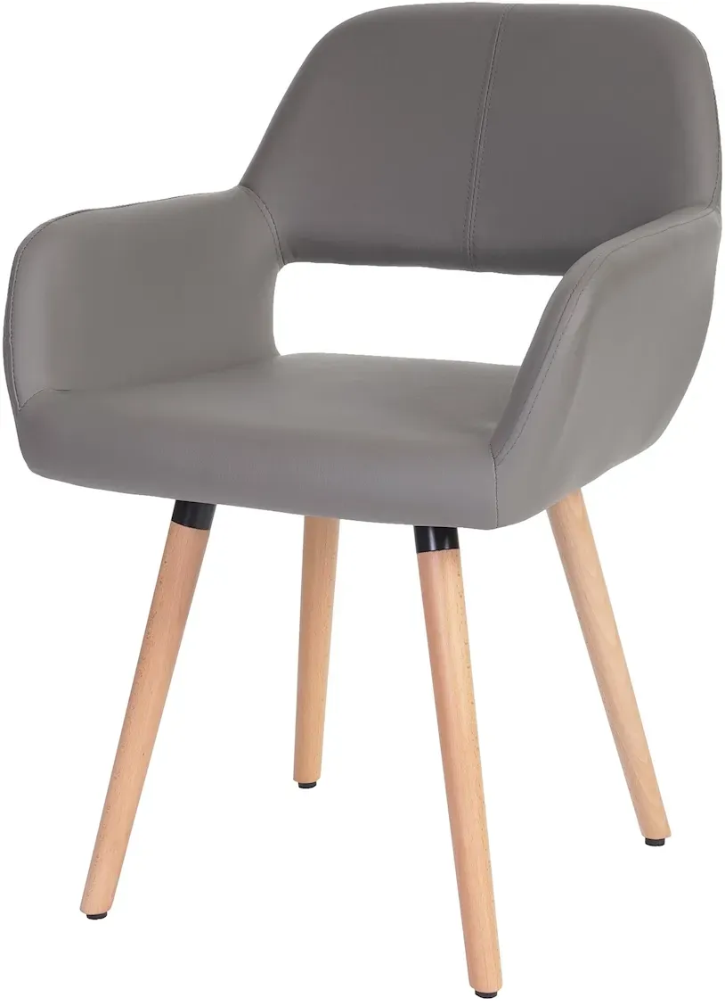 Esszimmerstuhl HWC-A50 II Kunstleder taupe-grau