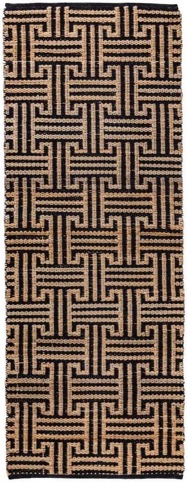 Juteteppich 80 x 230 cm Natur-Schwarz