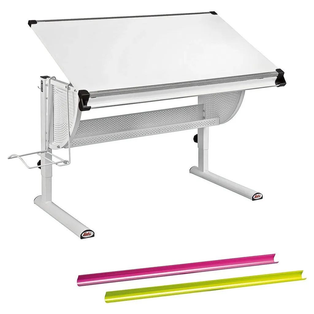 Kinderschreibtisch Matts Weiß / Pink / Grün