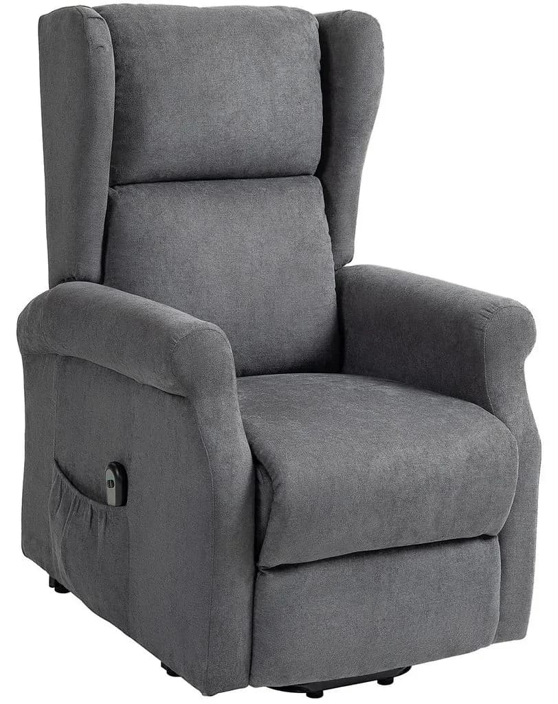 Fernsehsessel mit Aufstehhilfe Leinenoptik 94 x 111 x 74 cm Grau elektrisch