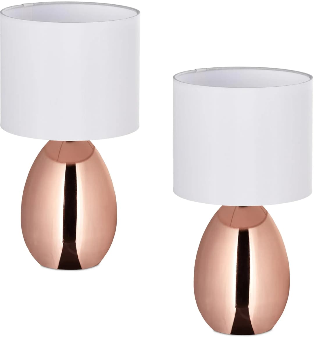 Nachttischlampe 2er Set Weiß,Kupfer