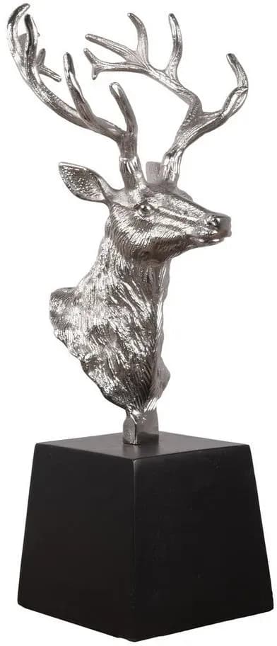 Deko-Hirsch ELSA Aluminium Silber 48x19x21,5cm Hirsch-Skulptur Tier-Dekoration