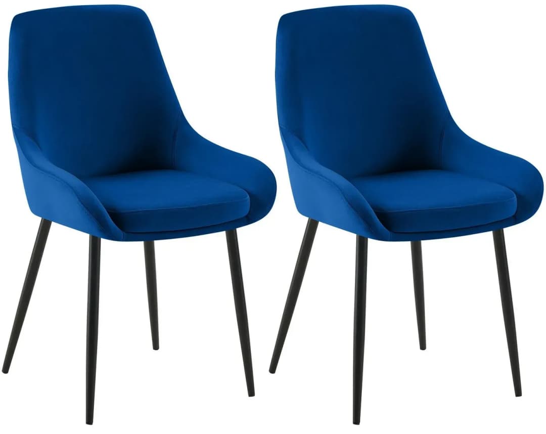 Esszimmerstuhl Elmira Samt blau 2er Set