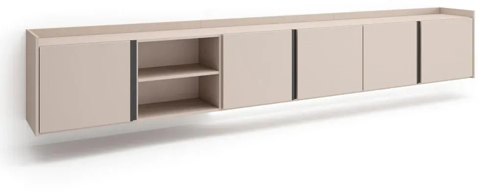 Lowboard 309x50 cm Beige Holzwerkstoff