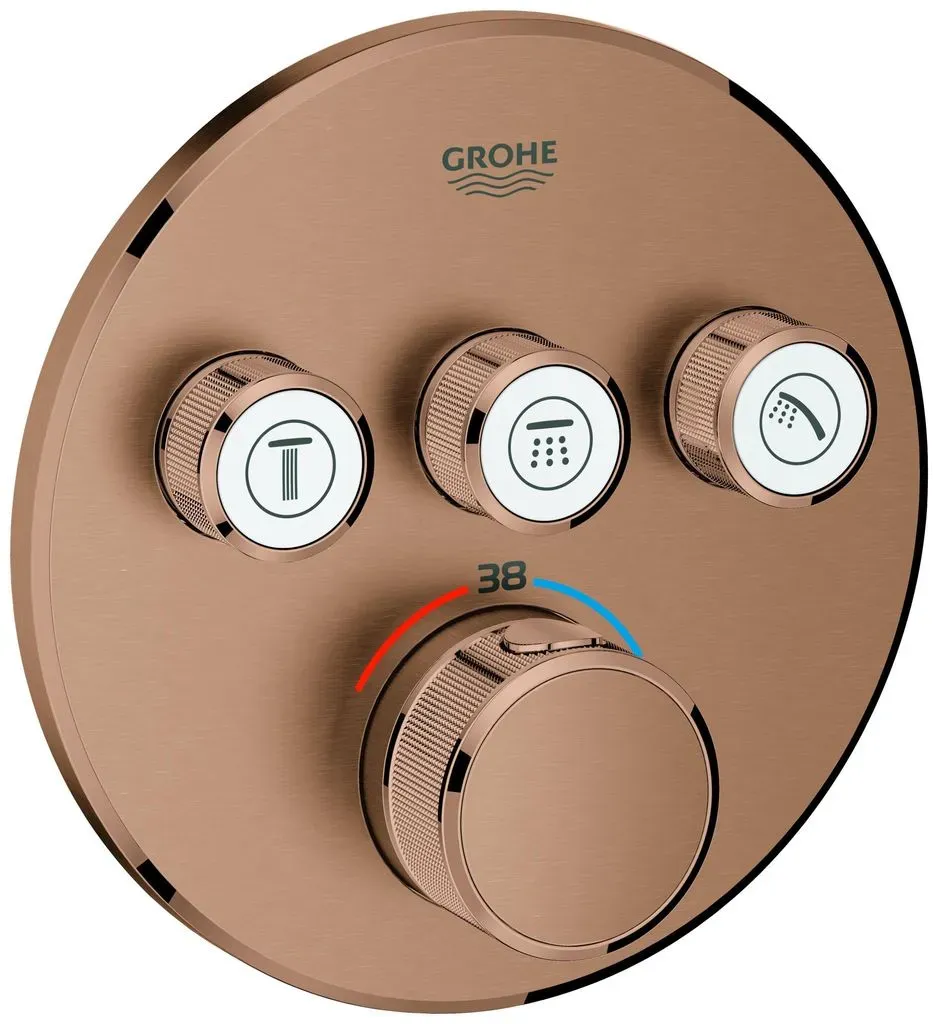 Grohtherm SmartControl Duschthermostat rund für 3 Verbraucher Messing Warm sunset gebürstet 29121DL0