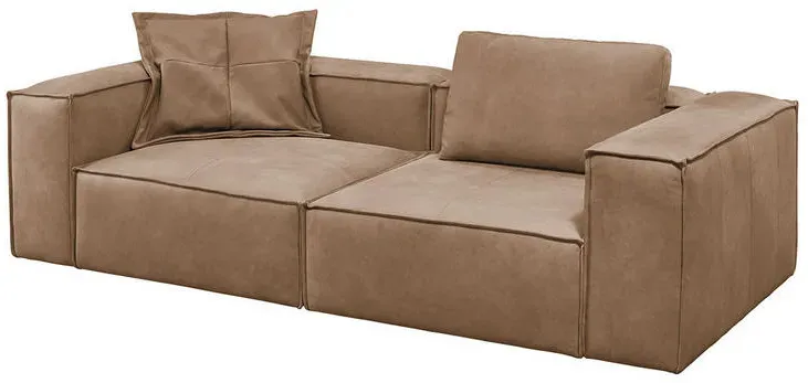 Couch Leder 3-Sitzer Grau
