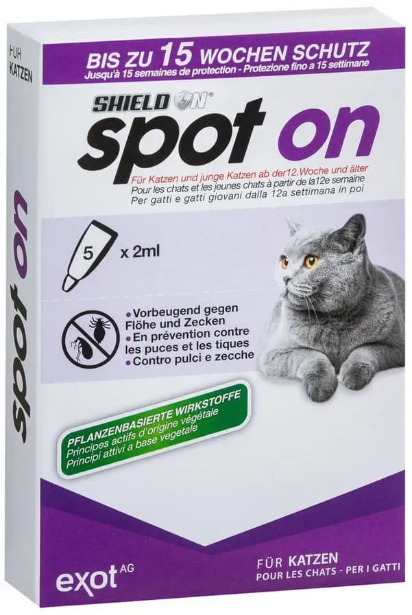 ShieldOn Spot On Floh- und Zeckenschutz für Katzen 5 x 2 ml