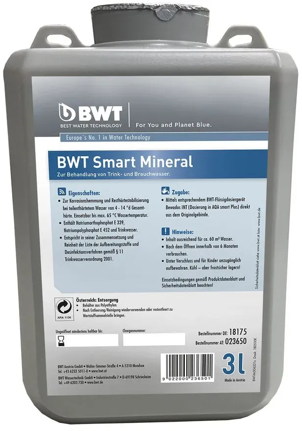 BWT Aqa Smart Mineralstoff 3L – Dosierlösung für Trinkwasser