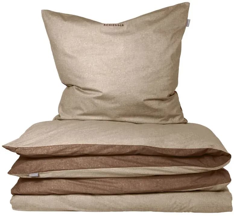 Doubleface Unifarben Baumwolle Sand 135 x 200 cm + 80 x 80 cm