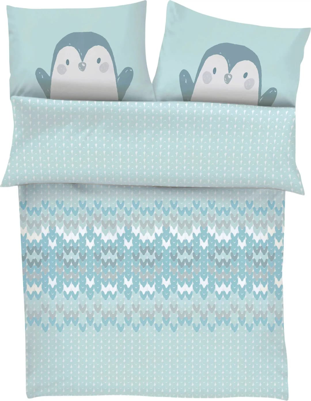 Pinguin Satin Türkis 100 x 135 cm + 40 x 60 cm
