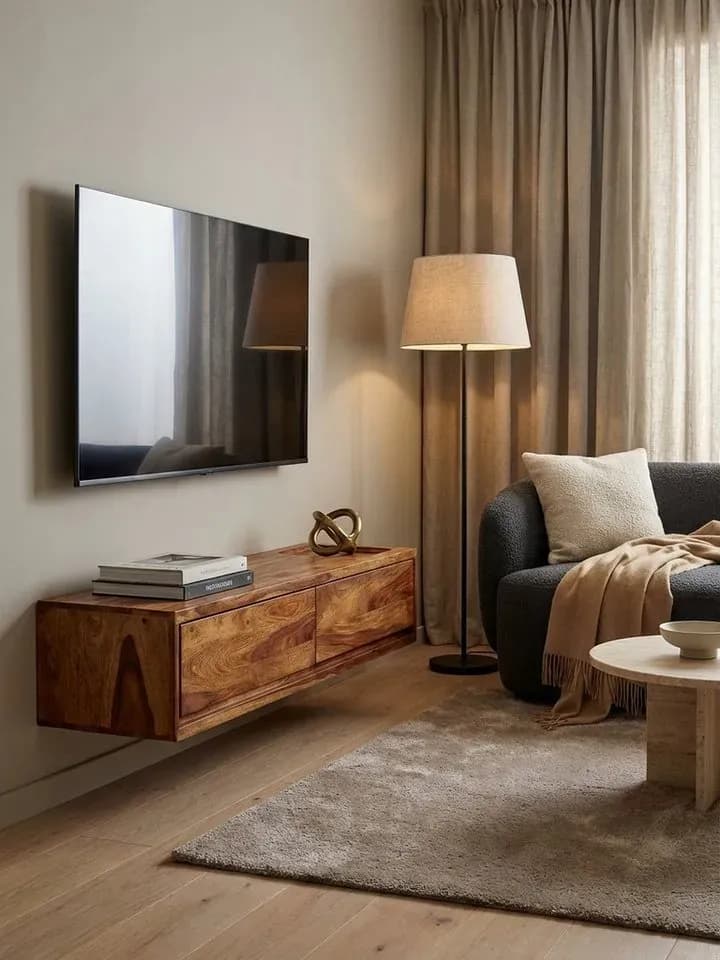 Lowboard 108x25x34 cm Braun MDF/Massivholz