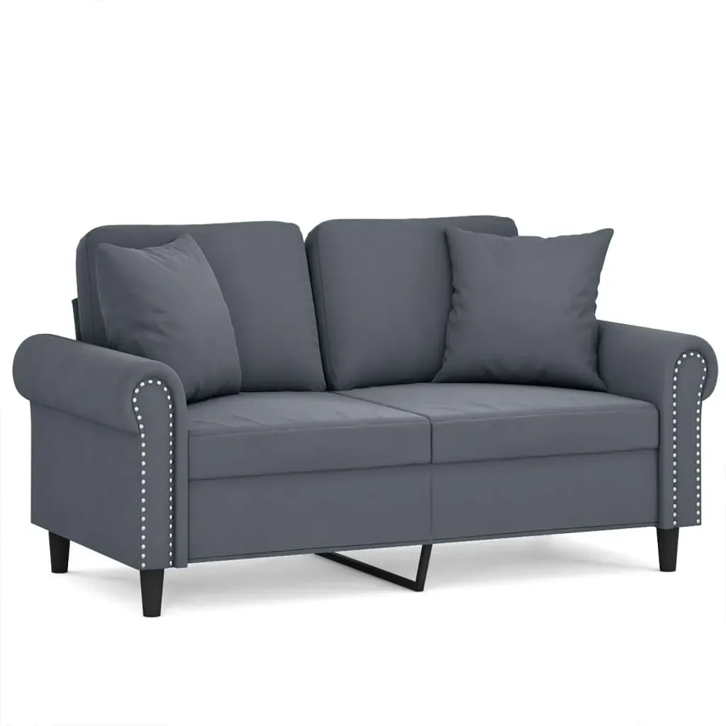 Couch Samt 2-Sitzer Dunkelgrau