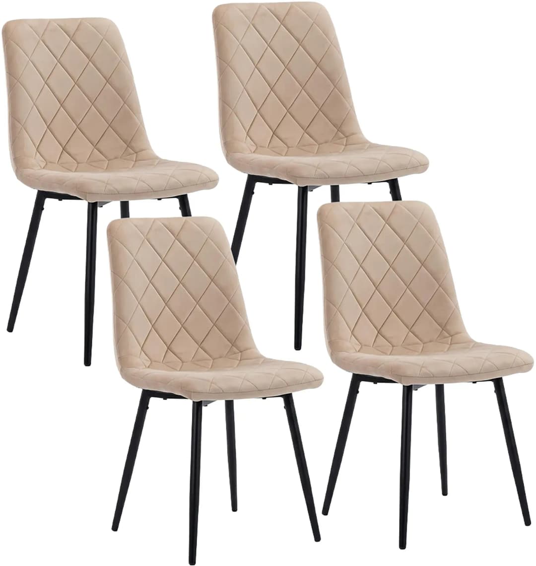 Esszimmerstuhl Samt beige/schwarz 4er Set