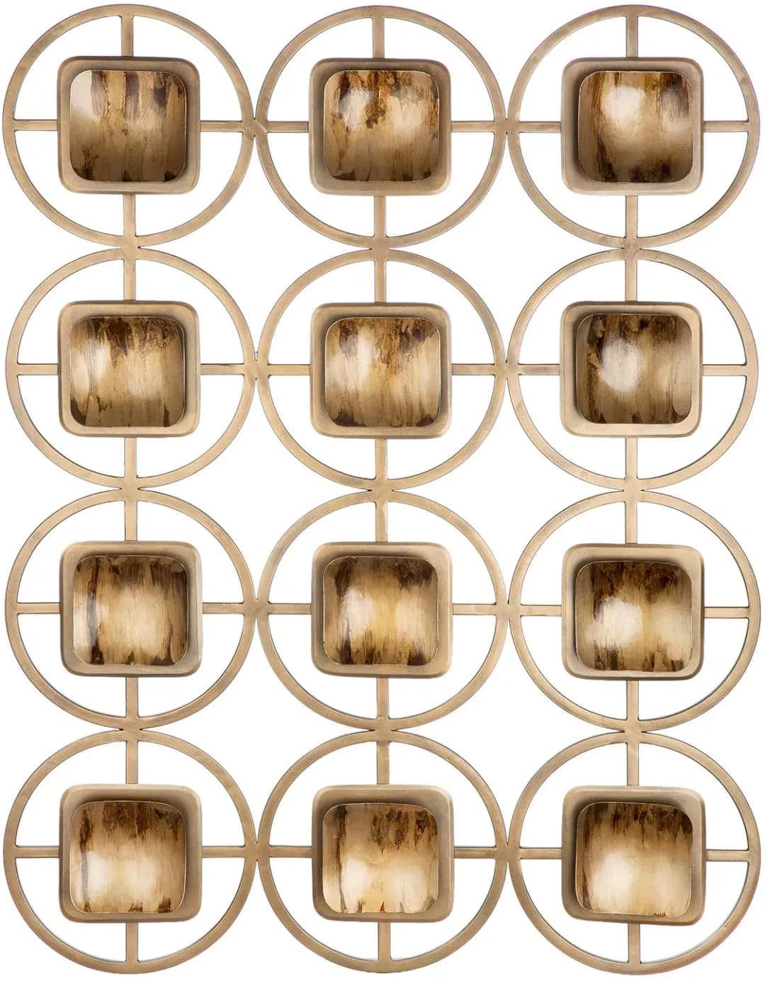 Wandrelief Geometrie beige goldfarben. B:61,5cm H:82cm T:2,5cm, Metall, Wanddekoobjekte, Wandrelief, Geometrie, Wanddekoration, Kreismotiv, Dekoration modern